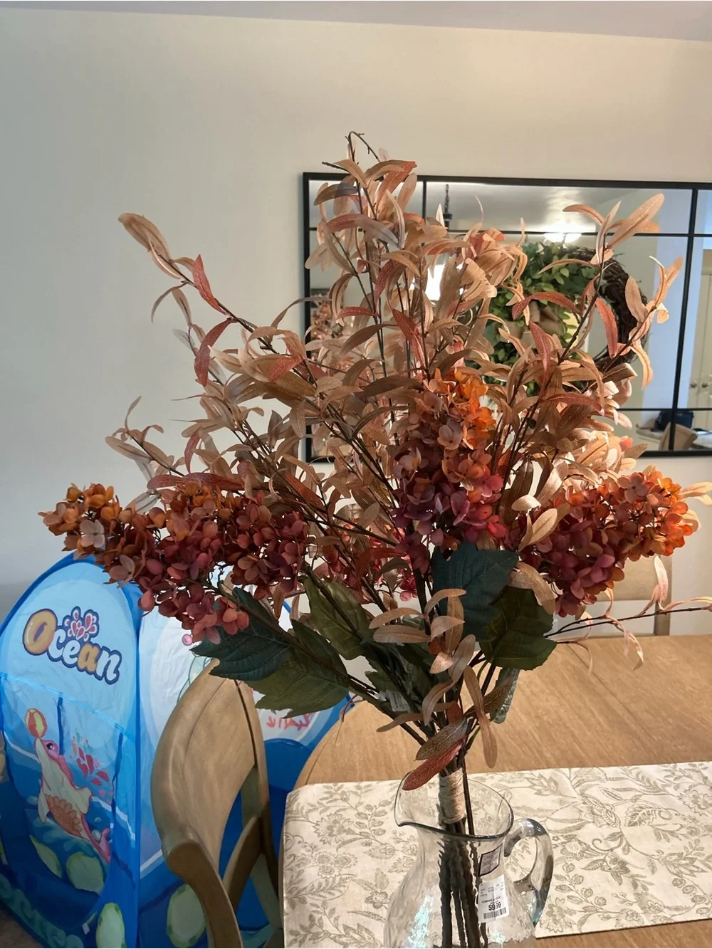 Pottery Barn Faux Floral Bouquet Pair - Orange, Pink & Green